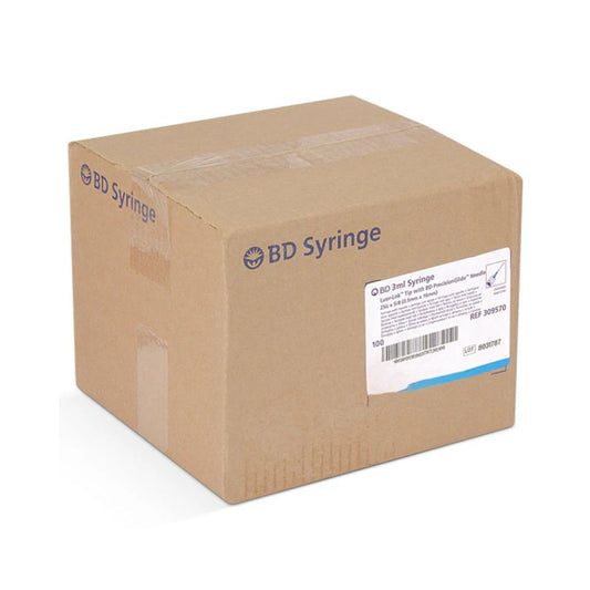 BD 3ml Luer-Lok Syringe with Attached Needle 25G x 5/8", 309570 - Box of 100