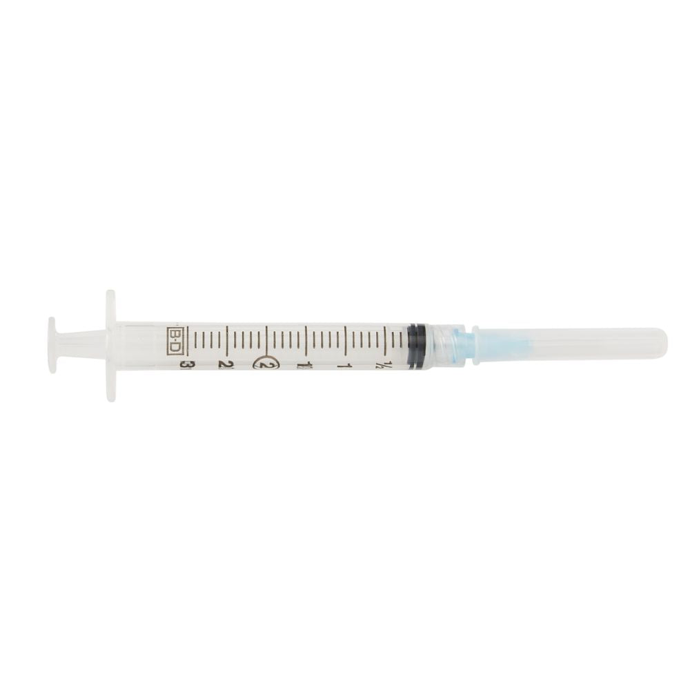 BD 3ml Luer-Lok Syringe with Attached Needle 25G x 5/8", 309570 - Box of 100