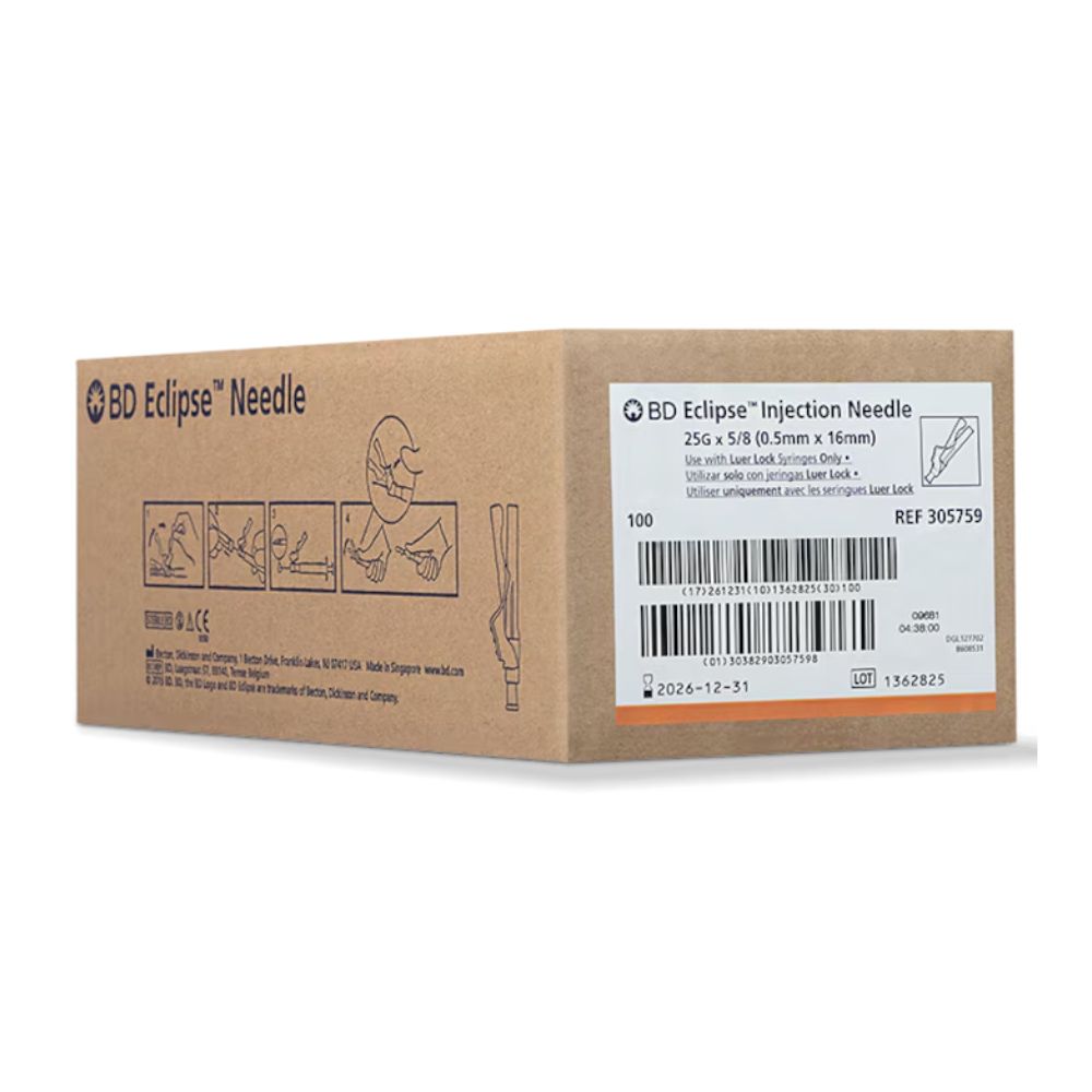 BD Eclipse Safety Needles 25G x 5/8", 305759 - Box of 100