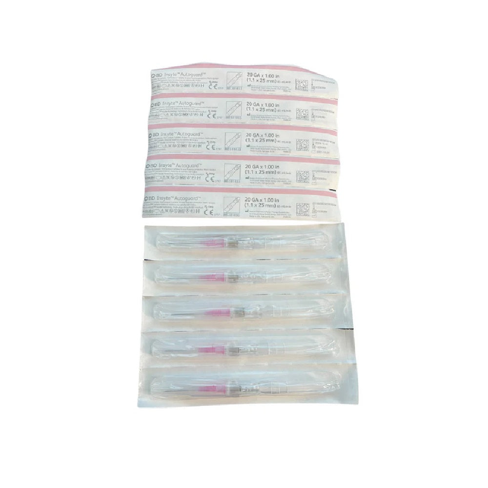 BD Insyte AutoGuard IV Catheter 20G x 1 in., Pink - Pack of 50