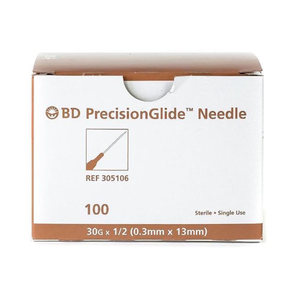 BD® Needle Single Use, Sterile,1/2 in., 30G, 305106 - Box of 100