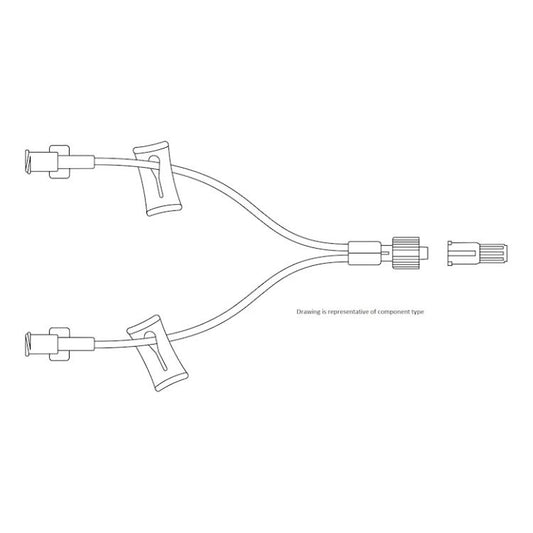 BD® Q-Syte™ Needle-free Connector with 15 cm (6 in.) Macro-bore Bi-extension Set and Spin Nut, Case of 50 - 385161