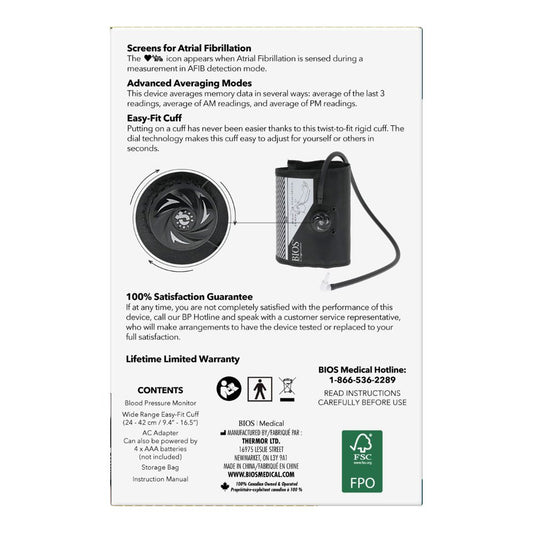 BIOS Living Blood Pressure Monitor - Automatic AFIB