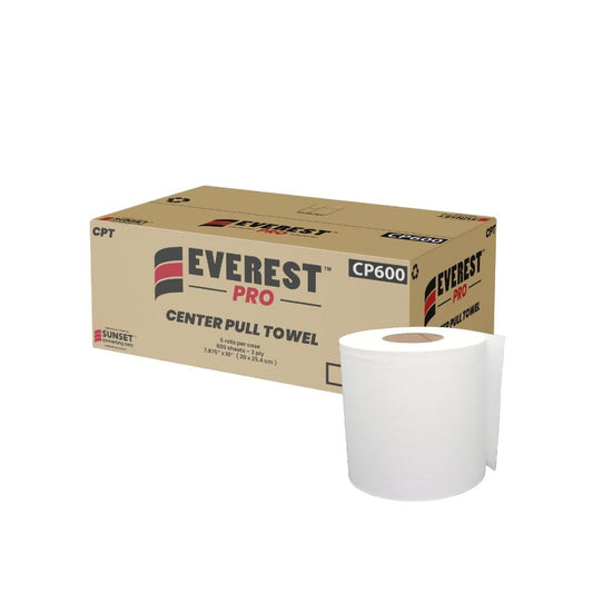 Everest Pro ™ White Center Pull Towel, 600 Sheets, 2-Ply, 7.65" x 500' - Case of 6 Rolls