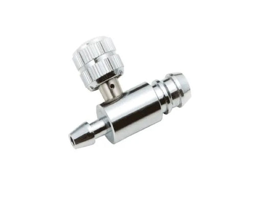 Chrome gas valve on a white background