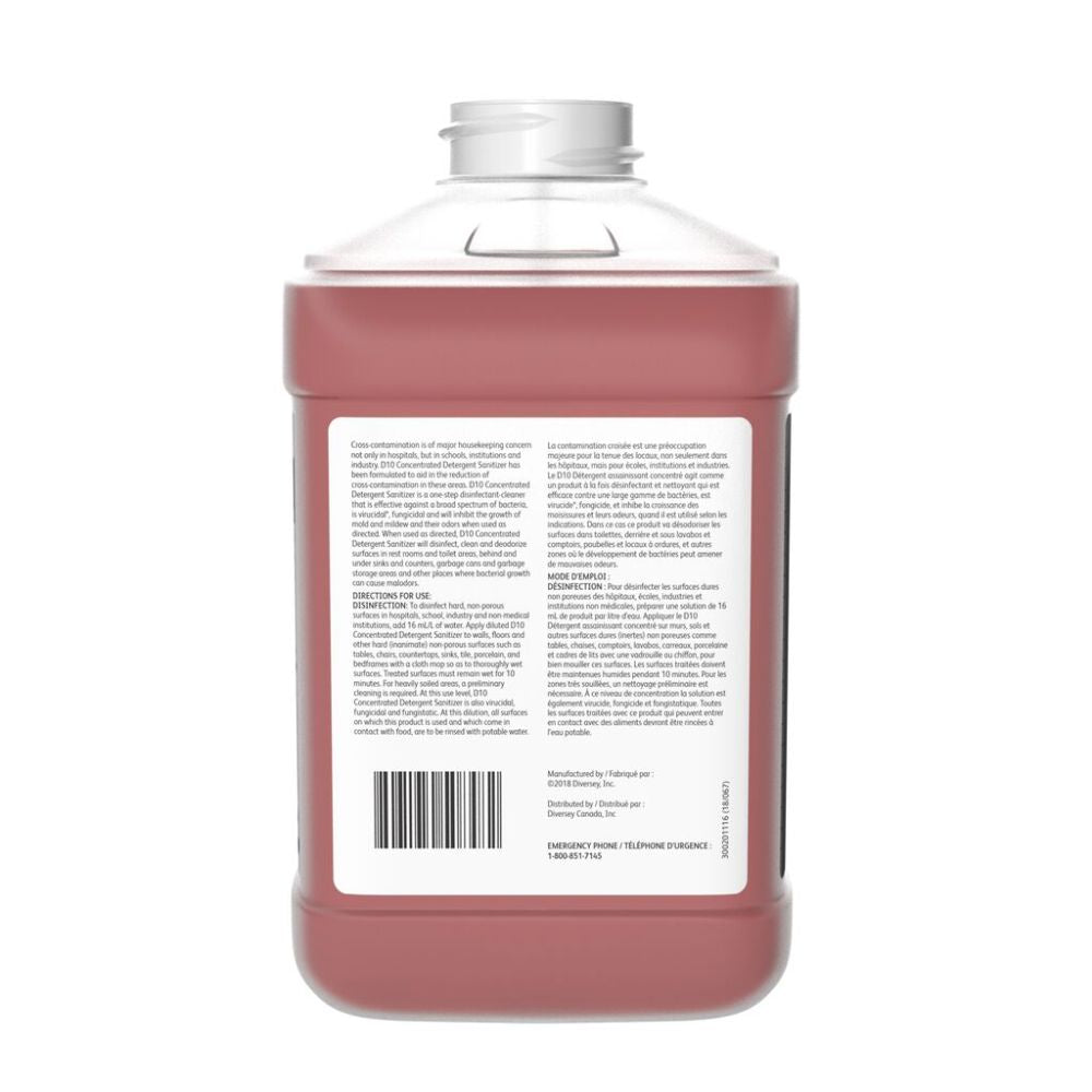 Diversey D10 2.5L Concentrated Detergent Sanitizer - Case of 2