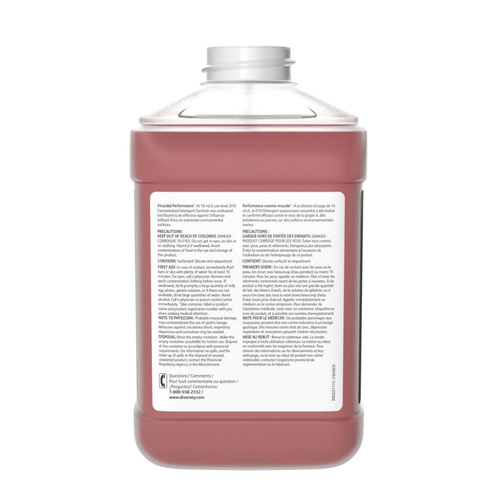 Diversey D10 2.5L Concentrated Detergent Sanitizer - Case of 2
