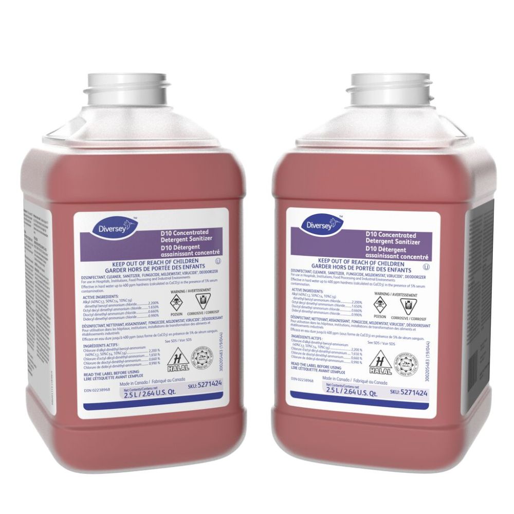 Diversey D10 2.5L Concentrated Detergent Sanitizer - Case of 2