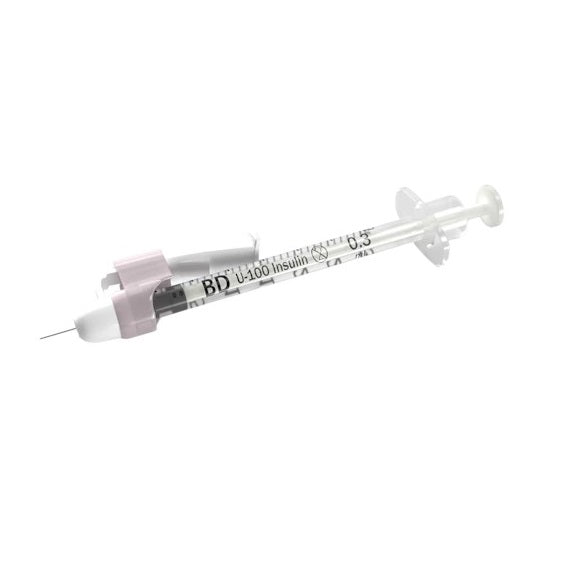 Embacta SafetyGlide™ Insulin Syringe with Permanently Attached Needle, 3/10mL,31 OD, 5/16"