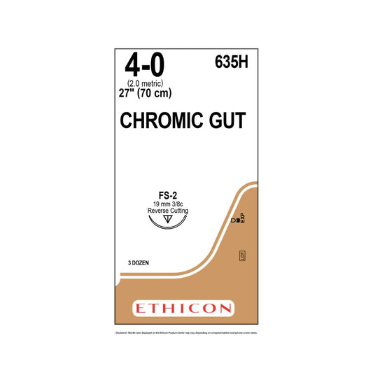 Ethicon Chromic Gut 4-0 27" w/FS-2 Needle 3/8" - Case of 36 Boxes