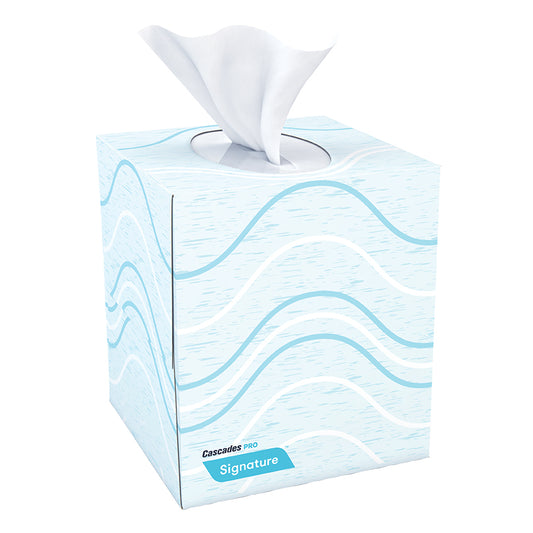 Cascades PRO Signature® Cube-Box Facial Tissue - 2-Ply, White, 90 sheets, 36 boxes (F710)