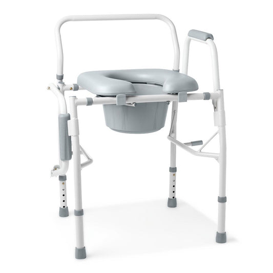 Guardian Drop-Arm Commode with Elongated Padded Seat, 350 lb Weight Capacity