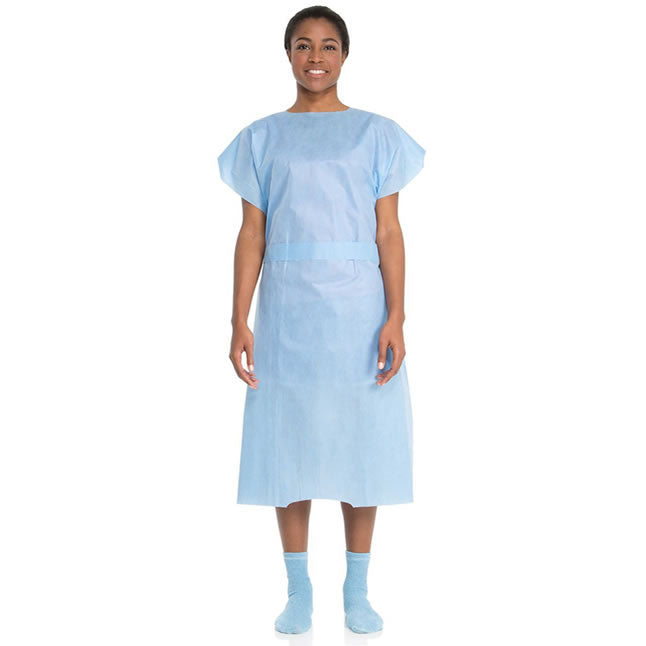 HALYARD Patient Gown, Universal, Blue - 100 Per Case