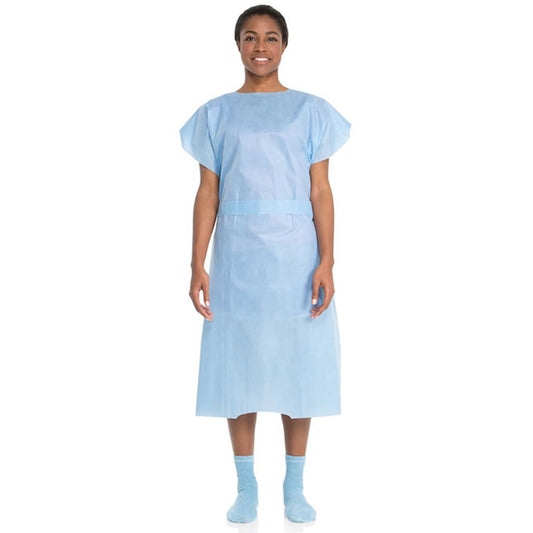 HALYARD Patient Gown, Universal, Blue - 100 Per Case