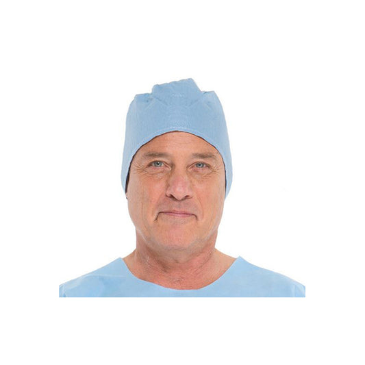 HALYARD Surgical Cap, Universal, Blue, Tri-layer SMS with Spunbond, L24 - 300 Per Case