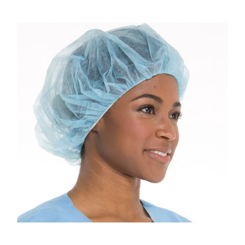 HALYARD Spunbond Bouffant Cap, XL, 27" Blue