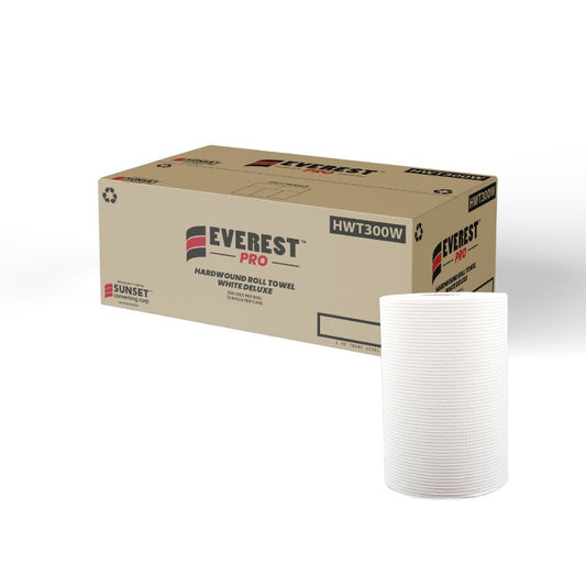 Everest Pro™ White Paper Towel Rolls, 1 Ply, Standard, 7.85" x 300 - Case of 12 Rolls