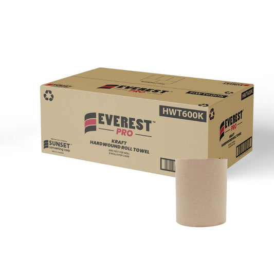 Everest Pro™ Kraft Paper Towel Rolls, 1 Ply, 7.85" x 600' - Case of 6 Rolls