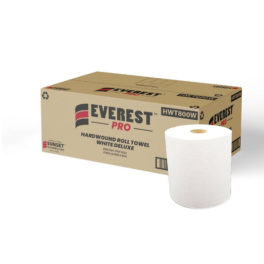 Everest Pro ™ White Paper Towel Rolls, 1 Ply, 7.85" x 800'- Case of 6 Rolls