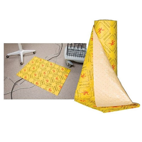 Halyard High Visibility Absorbency Floor Mat, Yellow, High, L24 x W32 - Roll of 4 Case
