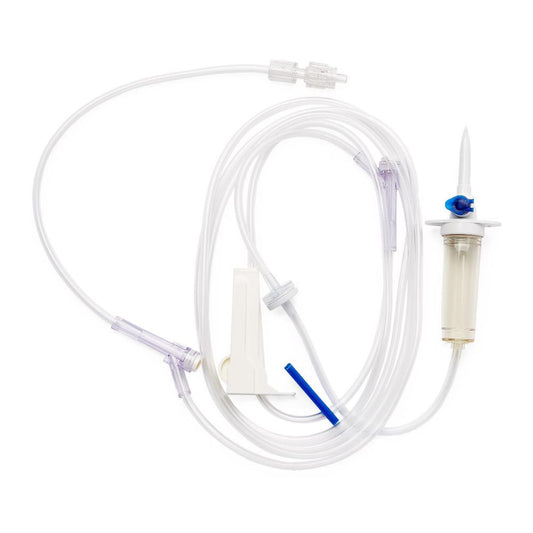 Medline IV Administration Set with 2 Pre-Slit Ports, 15 Drops/mL 96 in. - Case of 50