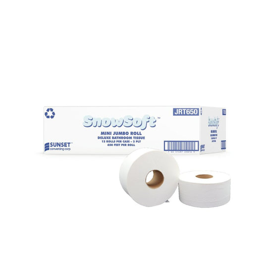 SnowSoft Jumbo Roll Tissue, 2.5" x 650'ft per Rolls - Case of 12 Rolls