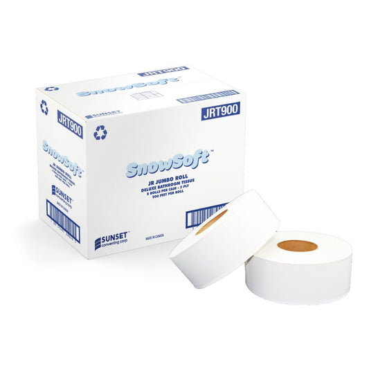 SnowSoft Jumbo Roll Tissue, 2-Ply, 3.29" x 900'ft per Rolls - Case of 8 Rolls