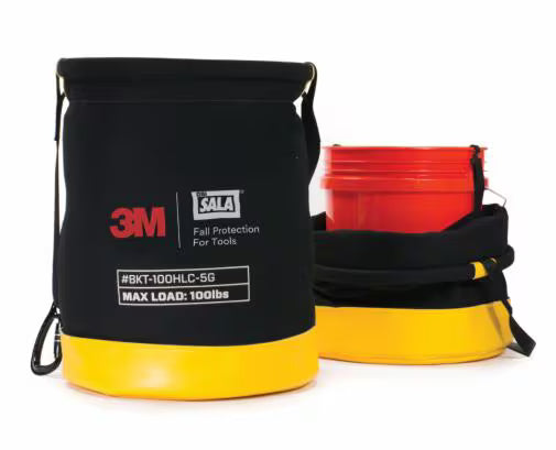 3M™ DBI-SALA® 5 Gallon Safe Bucket 100 lbs (45.4 kg) Load Rated Hook and Loop Canvas, 1500135, black, yellow