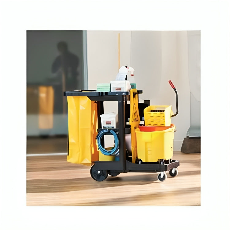 Janitorial Cleaning Cart Traditional, Black, 6