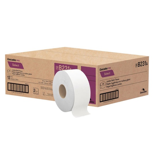Cascades PRO Select® 2-Ply Jumbo Toilet Paper, White, B231