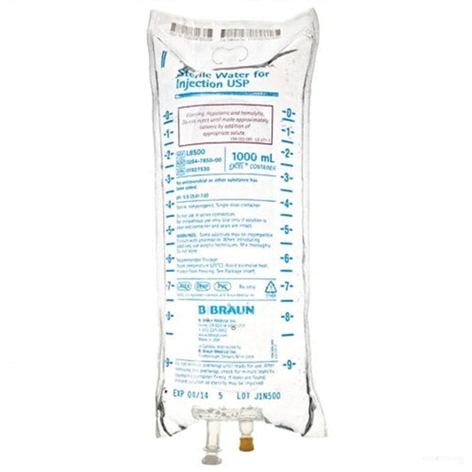 B. Braun, Sterile Water for Injection. USP, Clear, Odorless liquid, L8500