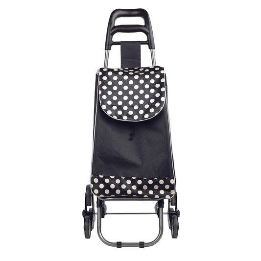 Rolling Shopping Cart (Black polka dots with 3 wheels)