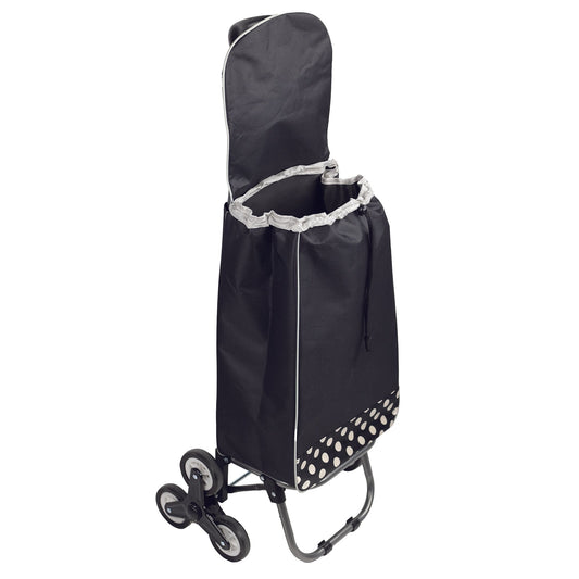 Rolling Shopping Cart (Black polka dots with 3 wheels)