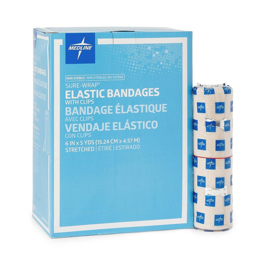 Medline Sure-Wrap Elastic Bandages, 6" x 5 yds- MDS055006