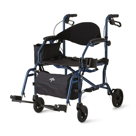 Medline Rollator and Transport Chair Combination, 19" Wide Seat