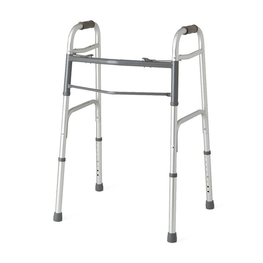 Medline Two-Button Adult Walker, Folding, 1" Adjustable, 300 lb.
