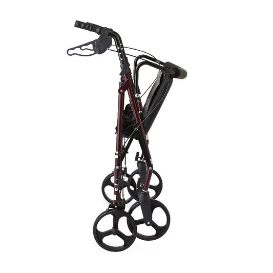 Medline Basic Steel Bariatric Burgundy Rollator with 8" Wheels, 500 lb Weight Capacity