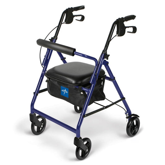 Basic Steel Rollator, 8" Wheels, 350-lb. Weight Capacity, Blue, One