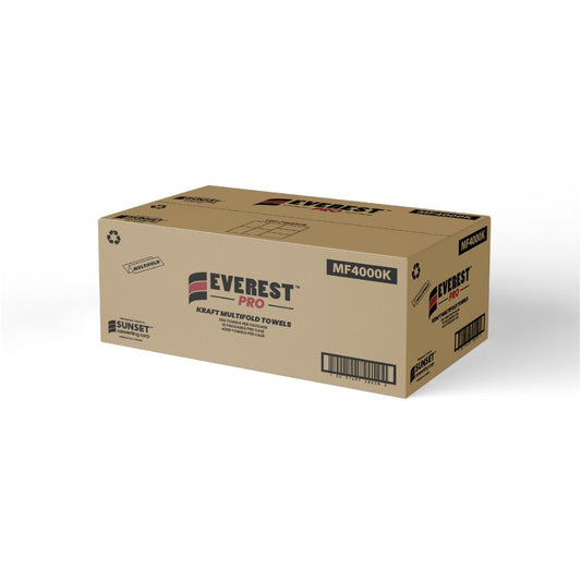 Everest Pro ™ Kraft Hand Towel Sheets, Multifold, 250 sheets, 1 ply, 9" x 9"- Case of 16 Packs