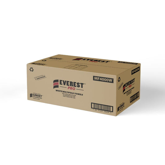 Everest Pro ™ White Hand Towel Sheets, Multifold, 250 sheets, 1 ply, 9" x 9"- Case of 16 Packs