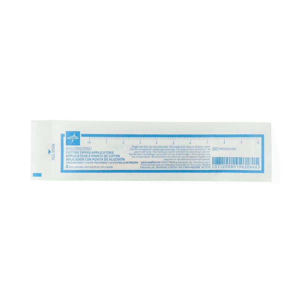 Medline Sterile Cotton-Tipped Applicator 8 cm - Wood Applicator