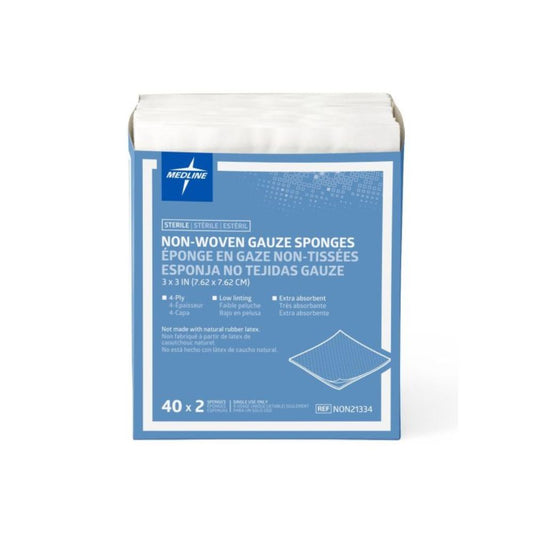 Medline Sterile Non-Woven Gauze Sponges, 4-Ply, 3" × 3"