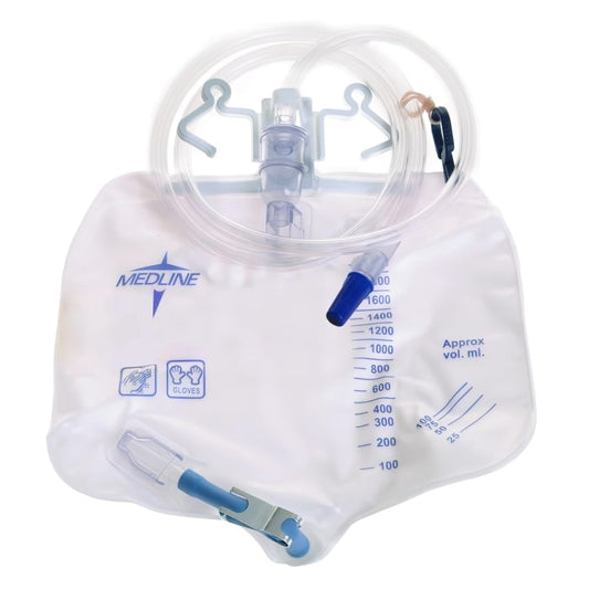 Medline Urinary Drainage Bag, 2000 mL, 50-Inch Tubing