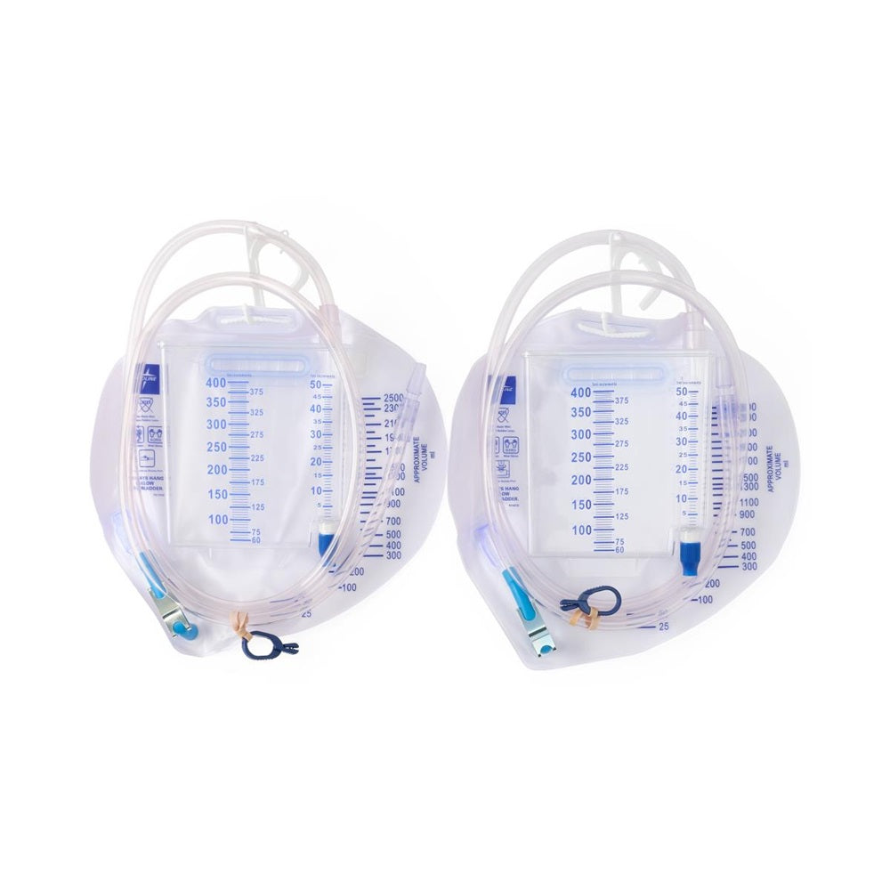 Medline Urine Meter 400mL with Drain Bag 2500mL, Metal Clamp - Case of 10