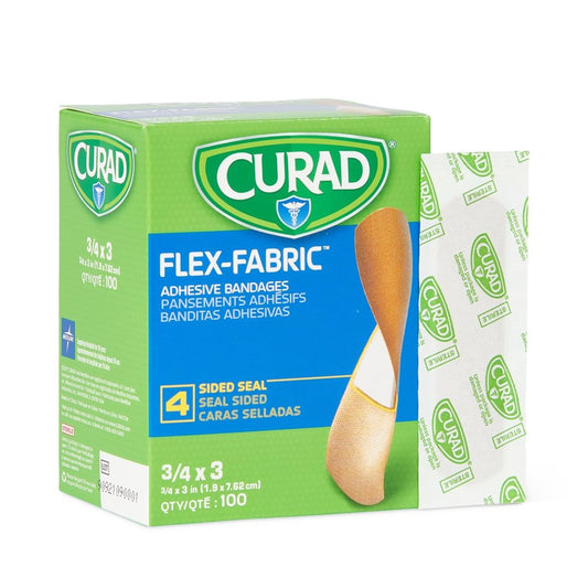 CURAD Flex-Fabric Adhesive Bandages, 3/4" x 3" Strips, NON25650