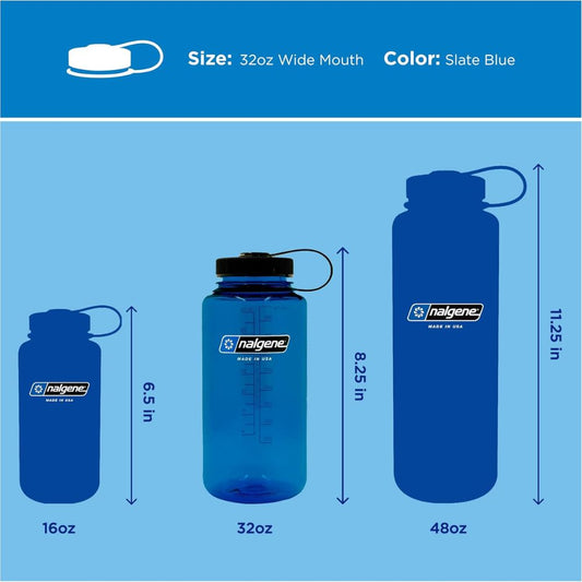 Nalgene Blue Sustain SB, Wide Mouth Water Bottle, 32 oz.