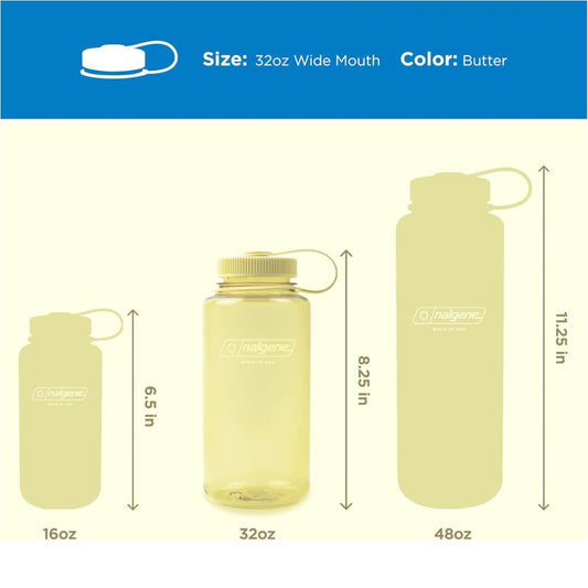 Nalgene Butter Sustain, Wide Mouth Water Bottle, 32 oz.