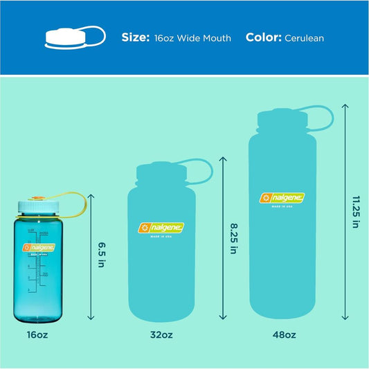 Nalgene Cerulean Sustain, Wide Mouth Water Bottle, 16 oz.