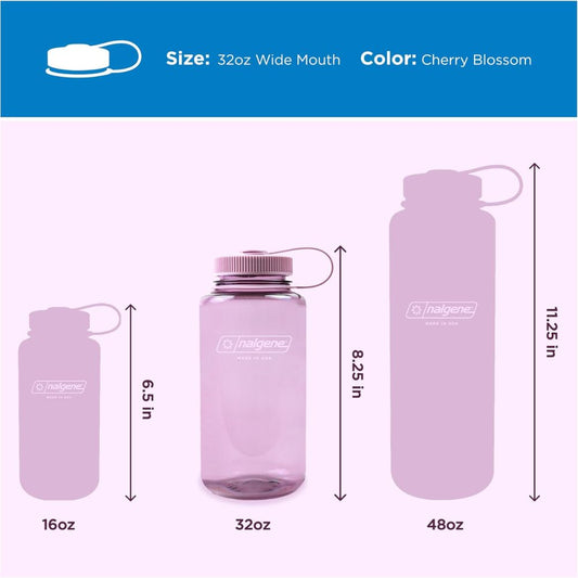 Nalgene Cherry Blossom Sustain, Wide Mouth Water Bottle, 32 oz.