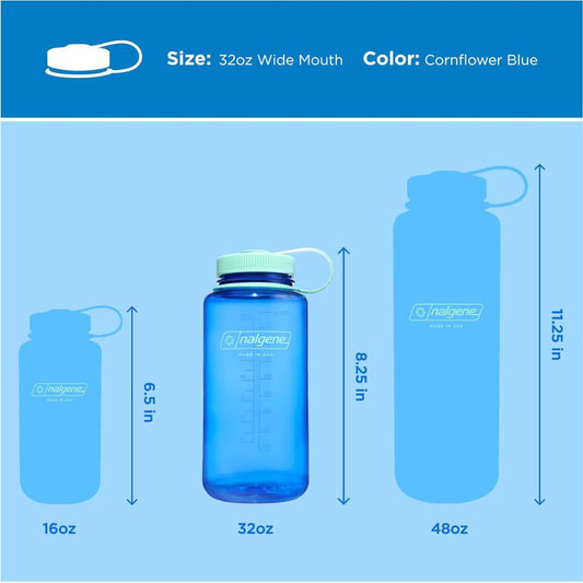 Nalgene Cornflower Blue Sustain, Wide Mouth Water Bottle, 32 oz.